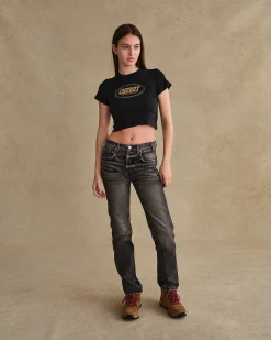 Cherry Women'S-Adventure Team Baby Tee (Black)
