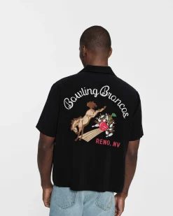 Cherry Shirting-Bowling Broncos Bowling Shirt (Black)