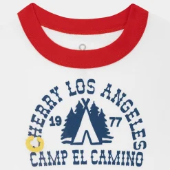 Cherry Women'S-Camp Ringer Baby Tee (White/Red)