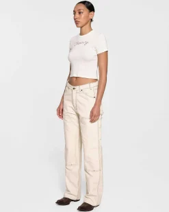 Cherry Women'S-Chain Stitch Baby Tee (Vintage White)