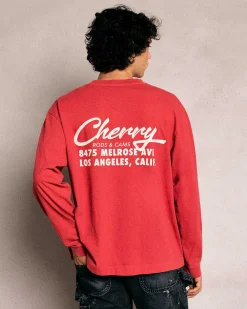 Cherry Tees & Long Sleeves- Cams Pocket L/S T-Shirt (Vintage Red)
