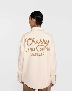 Cherry Shirting-Denim Overshirt (Vintage White)