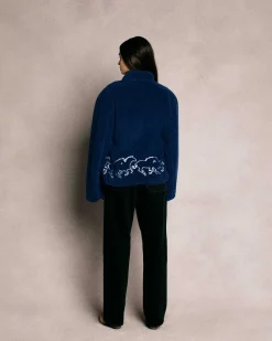 Cherry Jackets-Embroidered Sherpa Jacket (Royal)