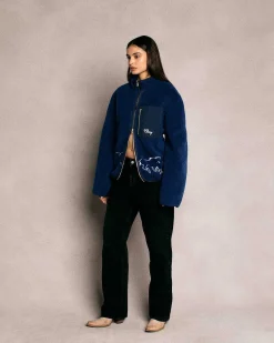 Cherry Jackets-Embroidered Sherpa Jacket (Royal)