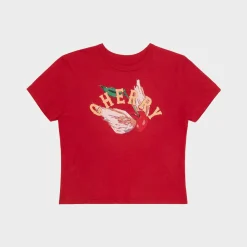 Cherry Women'S-Flying Baby Tee (Vintage Red)