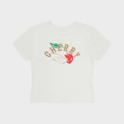 Cherry Women'S-Flying Baby Tee (Vintage White)