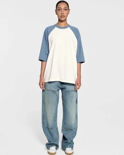 Cherry Tees & Long Sleeves-Hollywood Mile Baseball Tee (Dusty Blue)