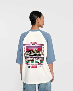 Cherry Tees & Long Sleeves-Hollywood Mile Baseball Tee (Dusty Blue)