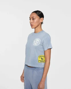 Cherry Women'S-Off Road Boxy Baby Tee (Dusty Blue)