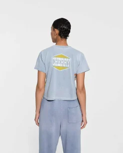 Cherry Women'S-Off Road Boxy Baby Tee (Dusty Blue)