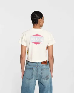 Cherry Women'S-Off Road Boxy Baby Tee (Vintage White)