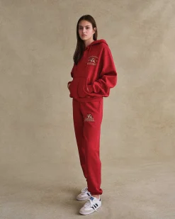 Cherry Sweatshirts-Outdoorsman Henley Hoodie (Red)