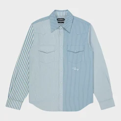 Cherry Shirting-Patchwork Western Shirt (Blue/White)