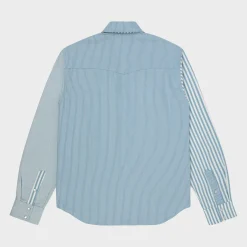 Cherry Shirting-Patchwork Western Shirt (Blue/White)