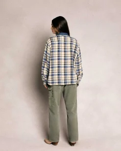 Cherry Jackets-Plaid Zip Shirt Jacket (Beige)