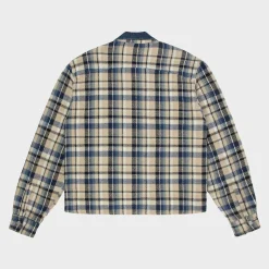 Cherry Jackets-Plaid Zip Shirt Jacket (Beige)