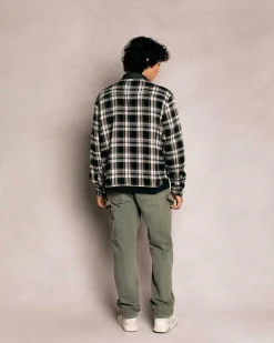 Cherry Jackets-Plaid Zip Shirt Jacket (Black)
