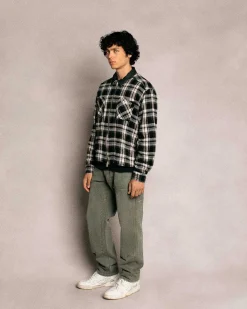Cherry Jackets-Plaid Zip Shirt Jacket (Black)