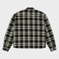 Cherry Jackets-Plaid Zip Shirt Jacket (Black)