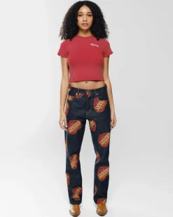 Cherry Pants-Printed Relaxed Five Pocket (Indigo)