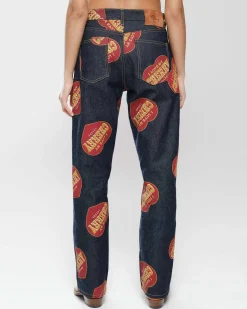 Cherry Pants-Printed Relaxed Five Pocket (Indigo)