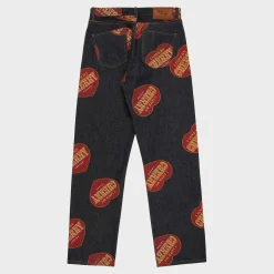 Cherry Pants-Printed Relaxed Five Pocket (Indigo)