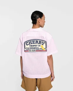 Cherry Shirting-Seersucker Trophy Mechanic Shirt (Pink)
