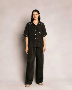Cherry Shirting-Smoking Shirt (Black)