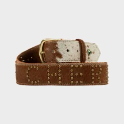 Cherry Accessories-Studded Leather Belt (Calf Hair)
