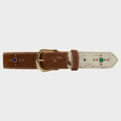 Cherry Accessories-Studded Leather Belt (Calf Hair)