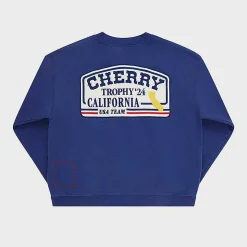 Cherry Sweatshirts-Trophy Henley Crewneck (Royal)