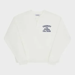 Cherry Sweatshirts-Trophy Henley Crewneck (Vintage White)