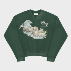 Cherry Sweatshirts-Wilderness Henley Crewneck (Green)