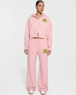 Cherry Women'S-Women'S Cropped Zip-Up Hoodie (Pink)