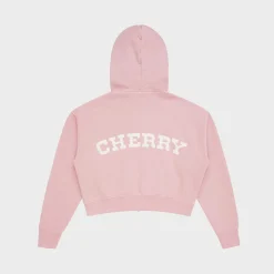 Cherry Women'S-Women'S Cropped Zip-Up Hoodie (Pink)