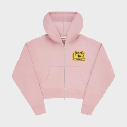 Cherry Sweatshirts-Women'S Cropped Zip-Up Hoodie (Pink)