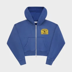 Cherry Women'S-Women'S Cropped Zip-Up Hoodie (Navy)