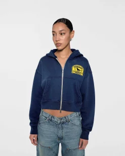 Cherry Women'S-Women'S Cropped Zip-Up Hoodie (Navy)