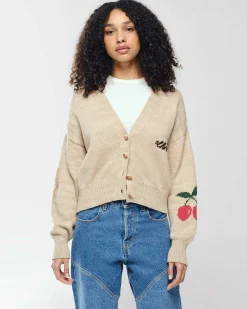 Cherry Women'S-Womens Stables Cardigan (Heather Oat)