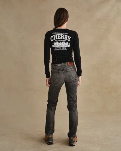 Cherry Women'S-Women'S Thermal Long Sleeve Tee (Black)